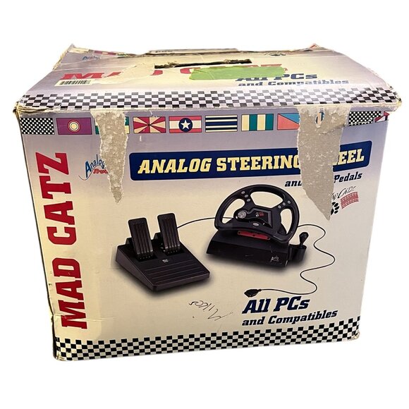 Mad Catz Analog Steering Wheel And Pedals Racing PC Games Computer Wired W/ Box - Picture 7 of 11